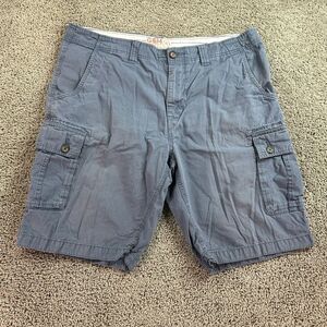 G&M Cargo Shorts Mens 40 Blue Washed Out Cotton Pockets 10 in Inseam Casual FLAW